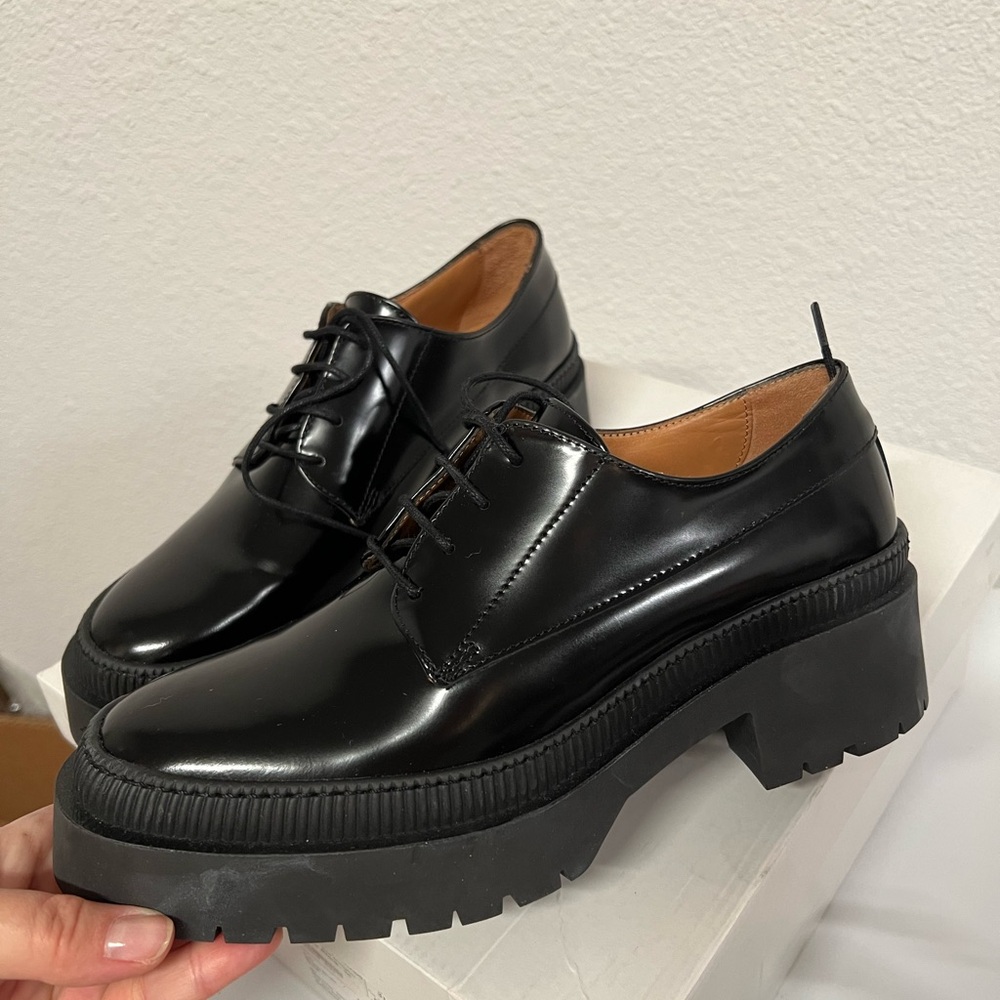 NIB Other Stories Shoes US 7 Black laced platform sandals loafers - Picture 1 of 5
